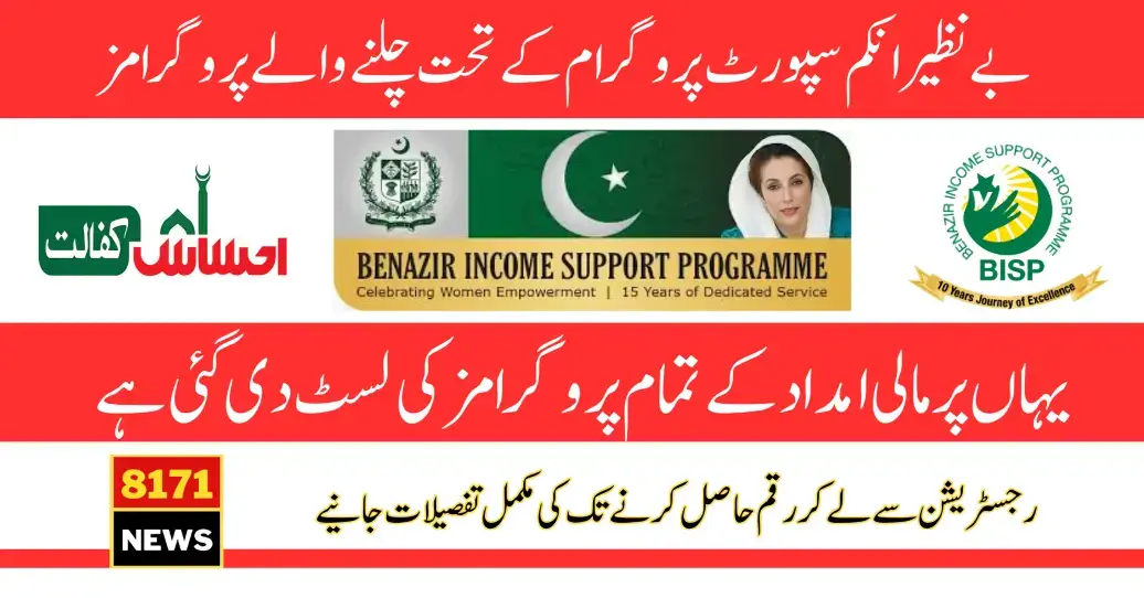 Programs Run Under the Benazir Income Support Programme